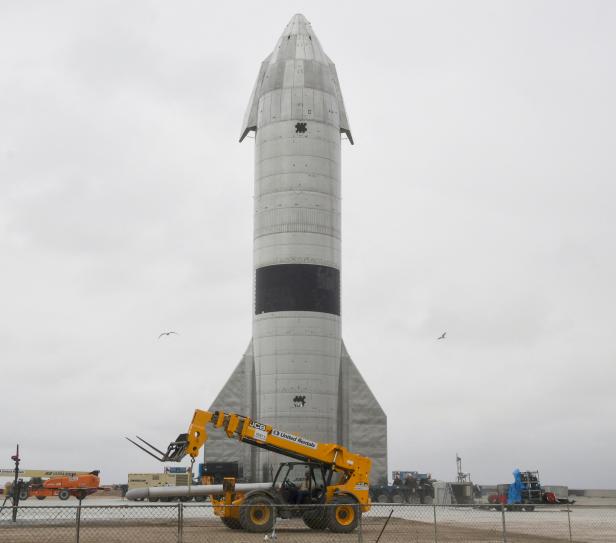 FILE PHOTO: SpaceX SN15 starship prototype is seen as it sits on a transporter in Boca Chica, Texas