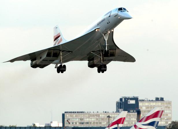 FILE PHOTO: The last British Airways passenger Concorde flight lands at London's Heathrow airport from New York,..