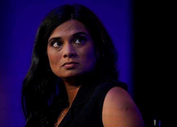 Vijaya Gadde, Chief Legal Officer at Twitter, speaks at the WSJTECH live conference in Laguna Beach, California