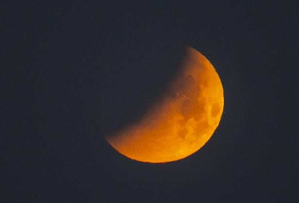 The Super Flower Blood Moon set during the lunar eclipse over Skopje