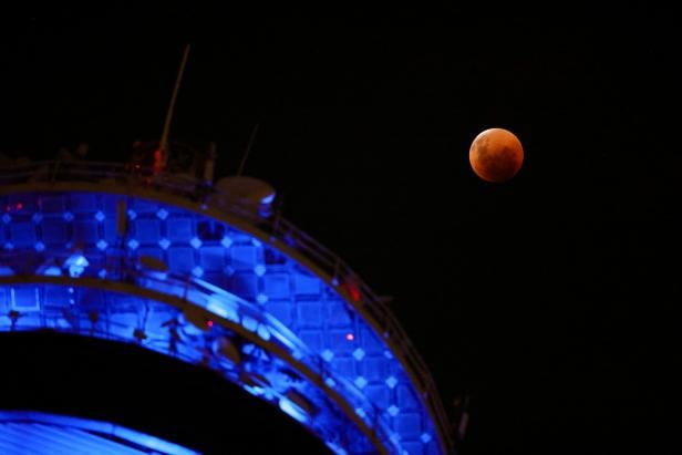 A total lunar eclipse dubbed the 'blood' moon is pictured in Santiago