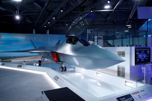 FILE PHOTO: Britain's defence minister, Gavin Wiliamson, unveiled a model of a new jet fighter, called 'Tempest' at the Farnborough Airshow, in Farnborough