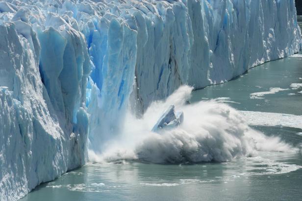 Melting glacier in a global warming environment