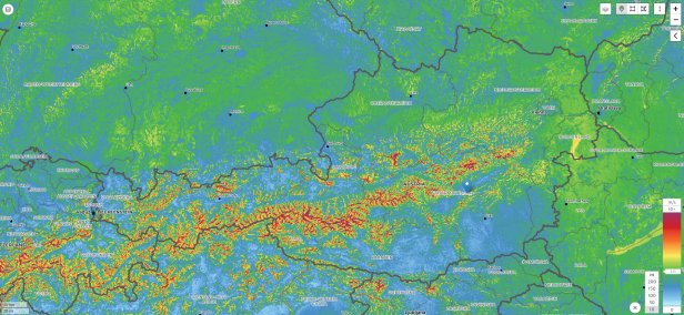 Mittlere Windgeschwindigkeit in 10 Metern Höhe.