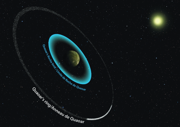 Künstlerische Illustration des Rings um Quaoar