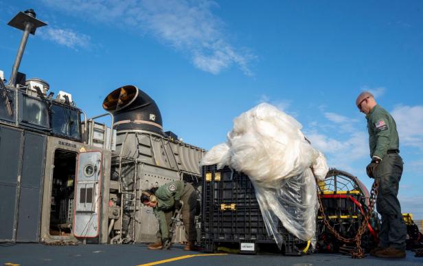 U.S. Navy participates in recovery of balloon shot down off the coast of South Carolina