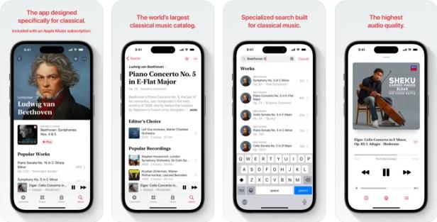 Apple Music Classical App Screenshots aus dem App Store