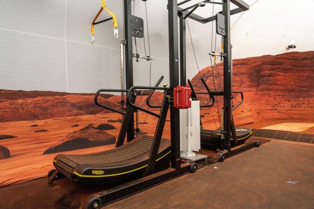 Media tour of NASA's simulated Mars habitat at the agency's Johnson Space Center in Houston