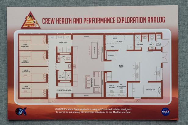 Media tour of NASA's simulated Mars habitat at the agency's Johnson Space Center in Houston