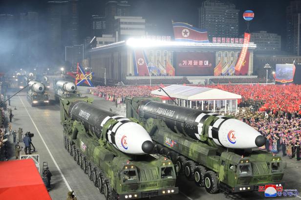 Military parade to mark the founding anniversary of North Korea's army, at Kim Il Sung Square in Pyongyang