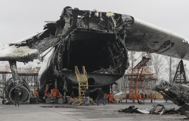 The world's largest plane Antonov An-225 Mriya that was destroyed during the Russian invasion