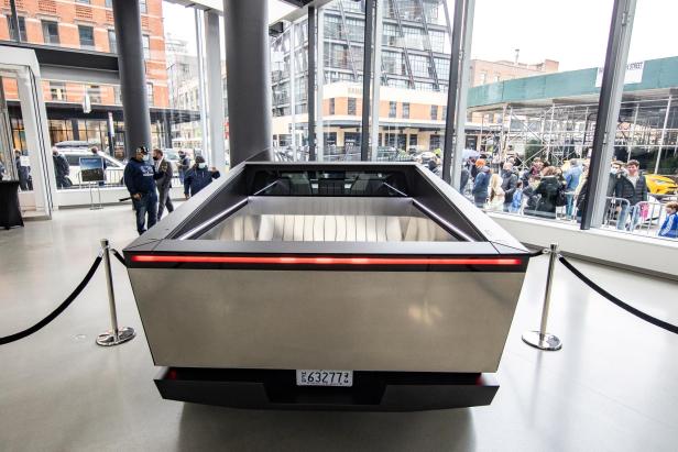 Tesla's Cybertruck is displayed at Manhattan's Meatpacking District in New York City