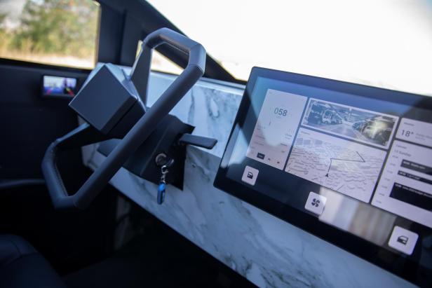 Tesla Cybertruck replica cockpit is seen in Mostar