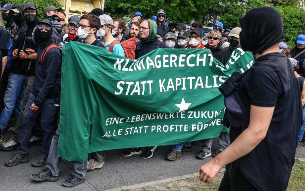 Environmental activists protest against expansion to Tesla's Gigafactory near Berlin