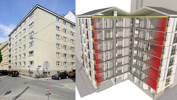 Ein Gebäude von Sozialbau in Wien ist ein Demonstrator des RENVELOPE-Projekts. Die Heizung in der Fassade entwickelte AEE INTEC gemeinsam mit dem Start-up Towern3000