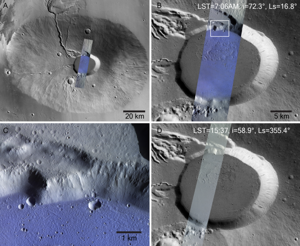 Frostablagerungen am Boden des Ceraunius Tholus