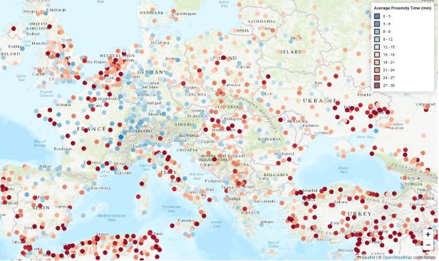 In Europa sieht die Lage insgesamt gut aus, bei einigen Städten könnte die Erreichbarkeit noch verbessert werden.