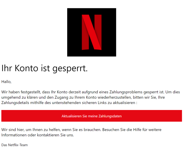 Netflix Phishing Mail