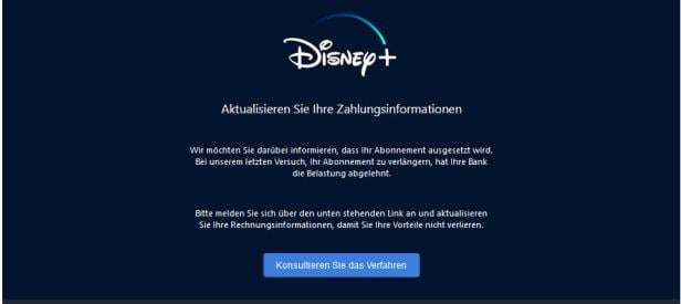 Disney+ Phishing Mail