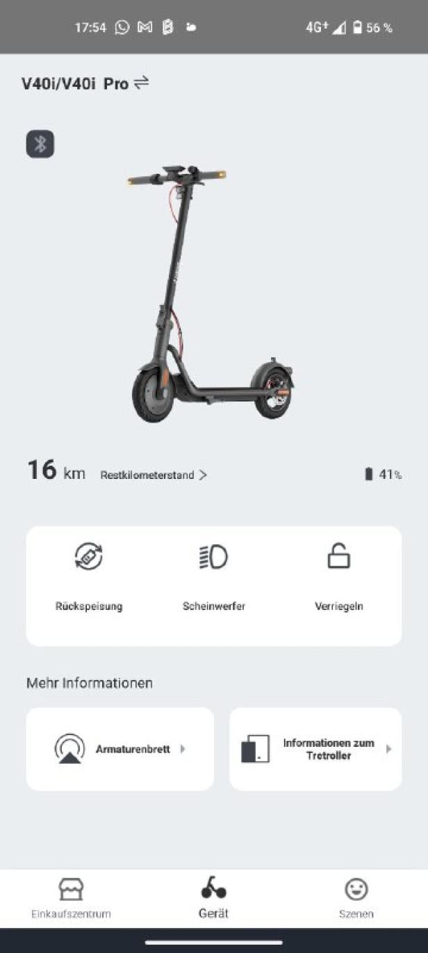 Die App ist für die erste Nutzung des E-Scooters dringend nötig.