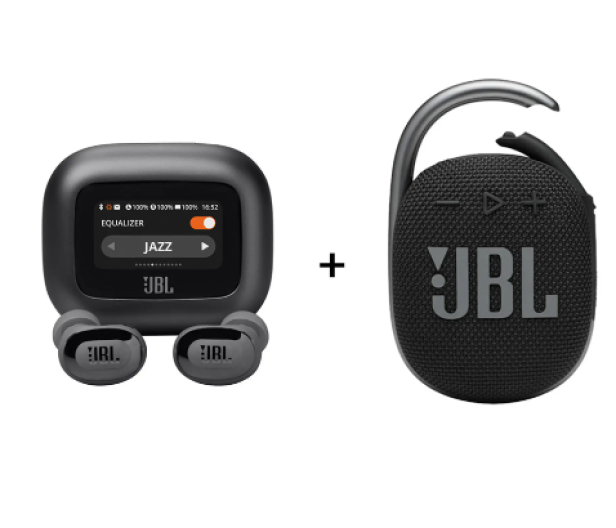 Detailaufnahme der kabellosen JBL Pulse 2 Ohrhörer in Schwarz, die moderne Technologie und elegantes Design vereinen.