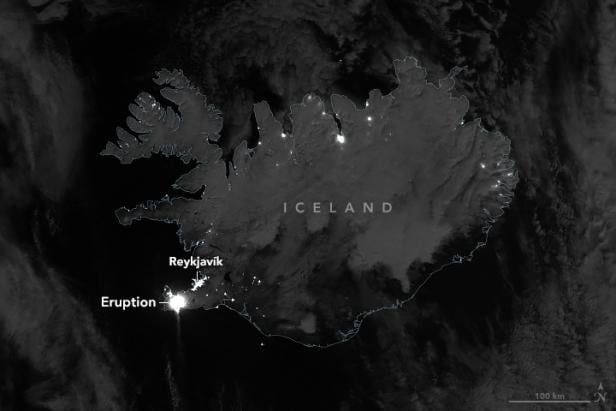 Die Eruption der Sundhnúkur-Kraterkette begann am 21. November