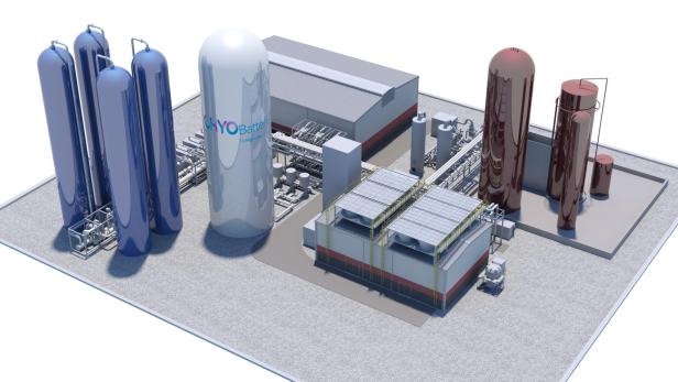 Grafische Darstellung eines Flüssigluftspeichers mit 50-MW-Leistung Grafische Darstellung eines Flüssigluftspeichers mit 50-MW-Leistung