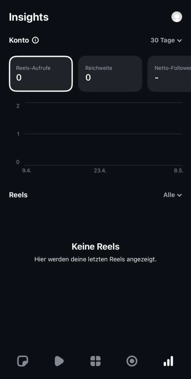 Das Bild zeigt die Insight-Funktion der App Edits von Instagram.
