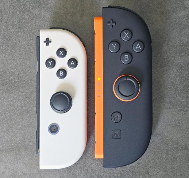 Joy-Con der Switch (links) und Joy-Con der Switch 2 Joy-Con der Switch (links) und Joy-Con der Switch 2