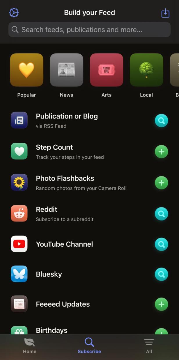 Der Feed-Composer der App Feeed