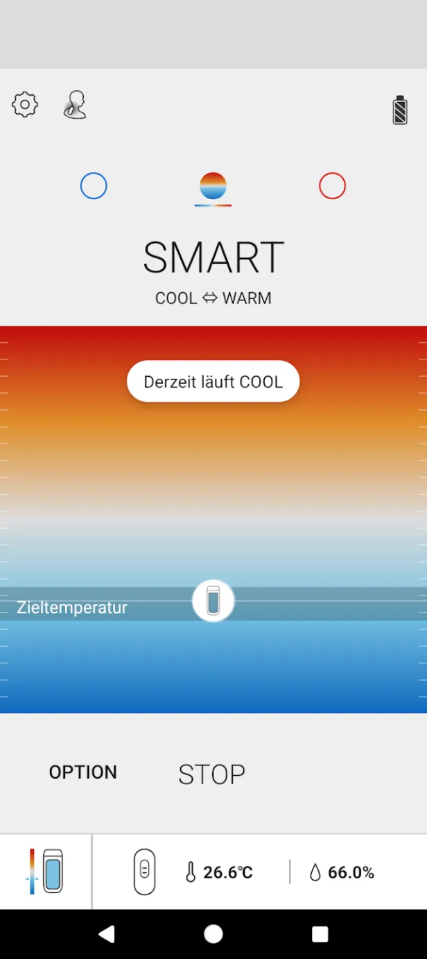 Im Smart-Modus versucht das Gerät, eine bestimmte Temperatur zu halten.