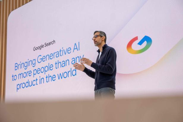 US-INTERNET-SOFTWARE-COMPUTERS-AI-GOOGLE Google-CEO Sundar Pichai auf der I/O-Entwicklerkonferenz am 20. Mai 2025.