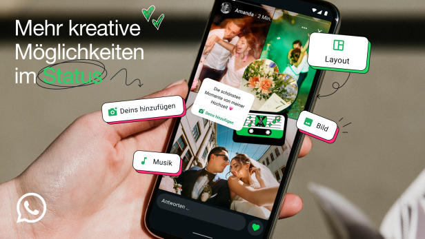 Beim WhatsApp-Status hat man nun noch mehr kreative Möglichkeiten. Beim WhatsApp-Status hat man nun noch mehr kreative Möglichkeiten.
