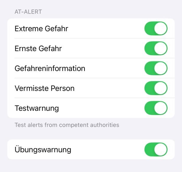 Screenshot der Einstellung mit iOS Screenshot der Einstellung mit iOS