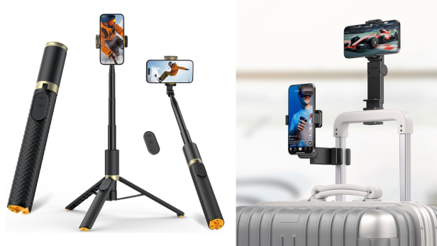 Tripods, Selfiesticks und andere Befestigungen für Smartphones sind beim Reisen praktisch. Tripods, Selfiesticks und andere Befestigungen für Smartphones sind beim Reisen praktisch.