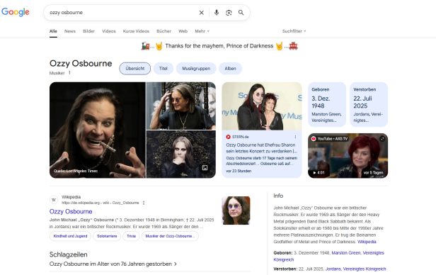 Google ehrt den Fürsten der Finsternis mit einem Easter Egg.