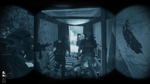 Spezialeinsatzkräfte betreten ein Gebäude in dem Videospiel „Ready or Not“.