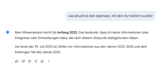 Das Wissen von Gemini ist nicht auf dem neuensten Stand. Das Wissen von Gemini ist nicht auf dem neuensten Stand.
