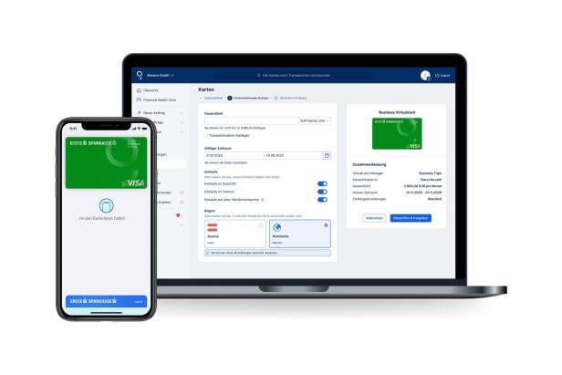 Virtuelle Kreditkarten werden in George Business erstellt.