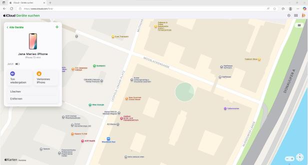 Screenshot icloud Geräte suchen