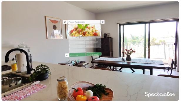Snap Kochen Die Brillen von Snap bieten neben zahlreichen Spielen auch Arbeits- und Lernanwendungen. Genannt werden die AR-Programme "Lenses".