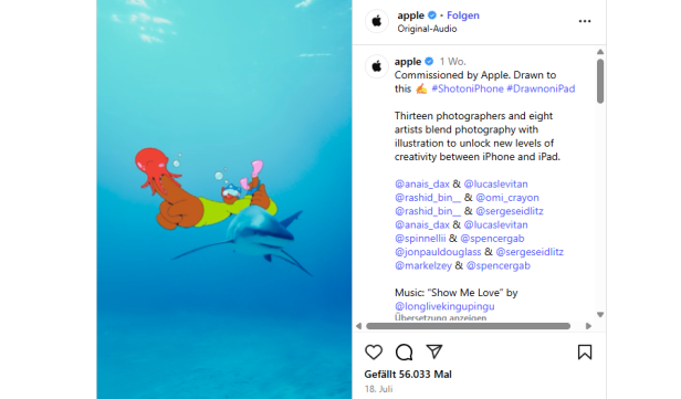 Screenshot aus der Apple-Kampagne auf Instagram