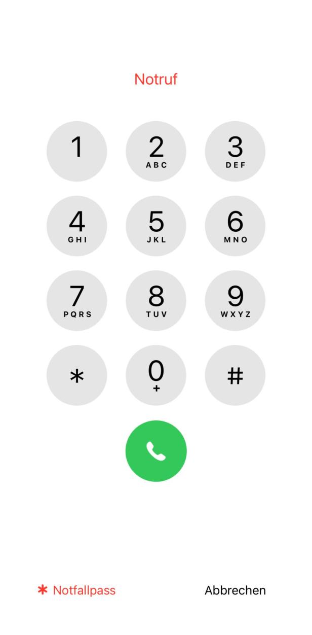 Wie man auf den Notfallpass zugreift.