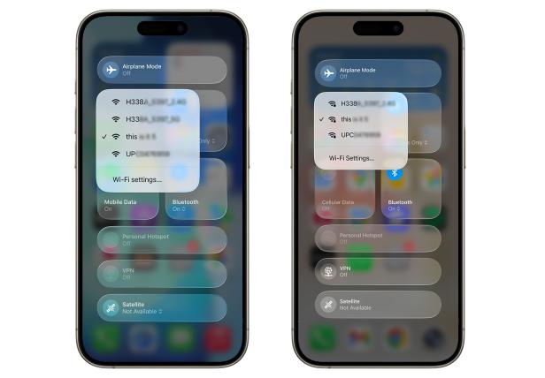 Zwei iPhones zeigen das Menü für WLAN-Einstellungen.