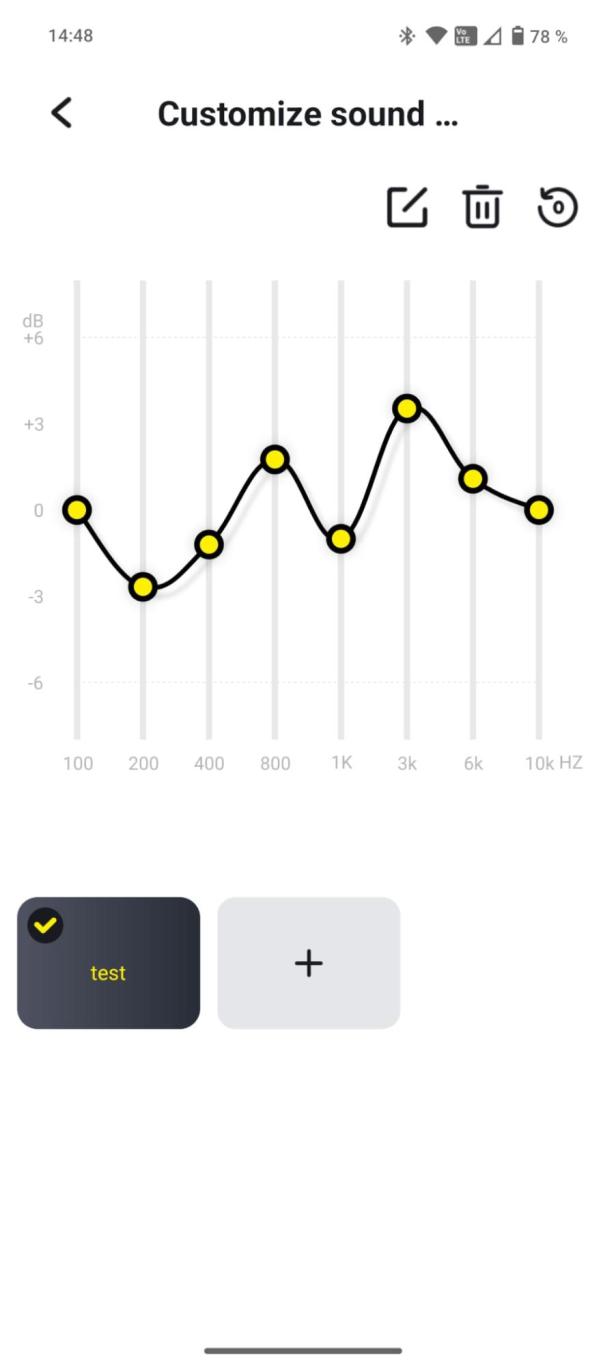 Ein Equalizer-Diagramm zur Klanganpassung in einer App.