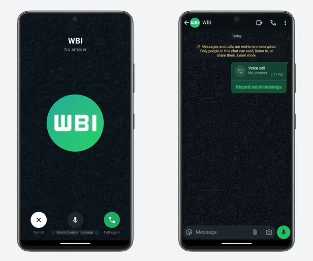 Das Bild zeigt einen verpassten WhatsApp-Anruf.