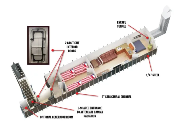 Ein Bunker von Atlas Survival Shelters.