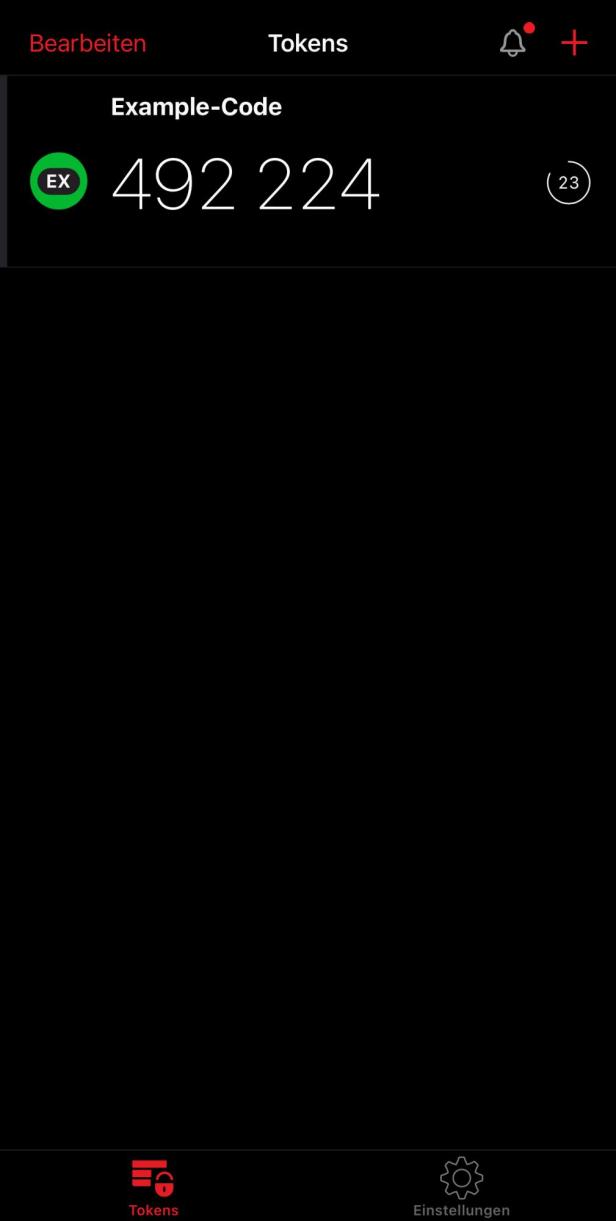 Dashboard der 2FAS Authenticator App mit einem Einmalcode.