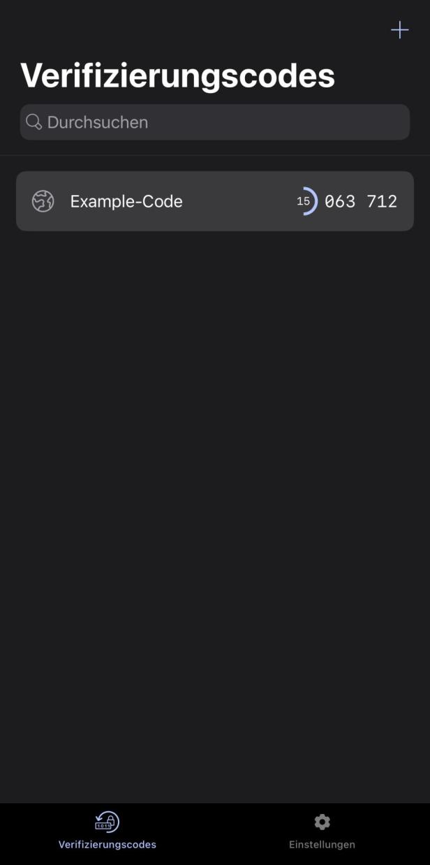 Dashboard des Bitwarden Authenticator mit einem Einmalcode.