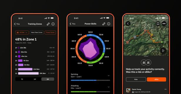Screenshots einer Strava-App-Aktualisierung mit Leistungszonen und Kartenansicht.